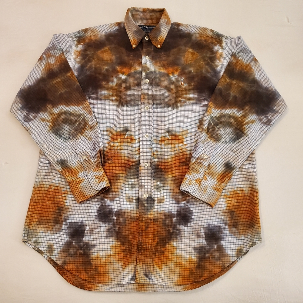 RALPH LAUREN Blake Rare Rustic Tie Dye Long‎ Sleeve Button Oxford Men's Size M